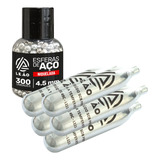 5x Co2 12g Leão E 1munição Bbs Esfera Aço Níquel 4 5mm 300un