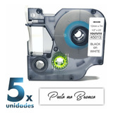 5x Fitas D1 45013 Compativel Para Rotulador Dymo 12mm Cor Letras Pretas Fita Branca