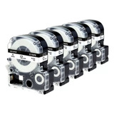 5x Fitas Lc 4wbn Para Rotulador Epson Lw 300 Lw 400 12mm