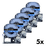 5x Fitas Lc 5bbp Compatível Para Rotulador Epson 18mm Azul Cor Letra Preto   Fita Azul