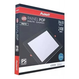 5x Painel Plafon Quadrado Embutir 24w Preto 30x30 Avant
