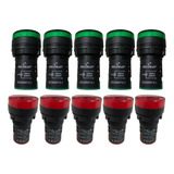 5x Sinaleiro Led Verde 5x Sinaleiro Led Vermelho 220v