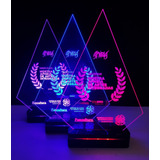 5x Troféu Led Acrílico Personalizado Logo