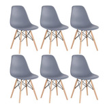 6 Cadeiras Charles Eames Wood Jantar Cozinha Dsw Cores Cor Da Estrutura Da Cadeira Cinza-escuro