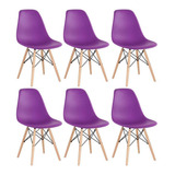 6 Cadeiras Charles Eames Wood Jantar Cozinha Dsw Cores Cor Da Estrutura Da Cadeira Roxo