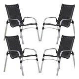 6 Cadeiras E Mesa Para Area Externa Trama Em Aluminio