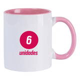 6 Caneca Cerâmica Sublimação Interior Alça Colorido 325 Ml Cor Rosa-claro