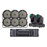6 Canhao Refletor Rgbw 36 Leds + 2 Moving C/mesa Dmx