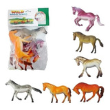 6 Cavalos De Borracha Miniatura Brinquedo Animal Infantil