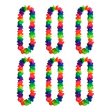 6 Colar Havaiano Tecido Flor Festa Balada Casamento