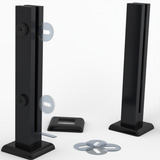 6 Coluna Torre Preto Fosco Blindex Inox 30 Cm 2 Furos