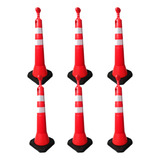 6 Cone Balizador De Tráfego Rodovia T Top Refletivo 114 Cm