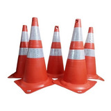 6 Cones Borracha Flexível 75 Cm Lar/bco C/faixas Refletivas