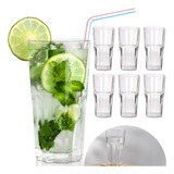 6 Copos Vidro Alto 280ml Agua Suco Refrigerante Coquetel