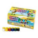 6 Cx Tempera Guache Acrilex 15 Ml - 6 Cores