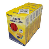 6 Cxs Lápis De Cera Estaca Profissional Vermelho Giz Acrilex