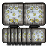 6 Farolete De Milha Led Quadrado 9 Leds 12v24v 27w Off Road