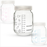 6 Frascos / Potes Vidro P/ Leite Materno - Graduação 200ml