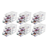 6 Gaveteiro Médio Organizar 3 Gavetas Transparente Ordene