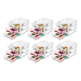 6 Gaveteiro Pequeno Organizar 3 Gavetas Transparente Ordene
