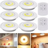 6 Luminárias Luz Led Spot Sem Fio Controle Nicho Teto Parede