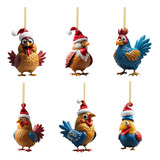 6 Peças De Pingente De Carro De Pássaro De Natal, Pingente D