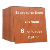 6 Placas Painel 3d Espuma Autocolante Madeira 70x70cm 6mm