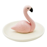 6 Prato Porta Joia Bijuteria Flamingo Cerâmica Decoração