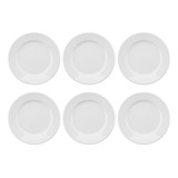 6 Prato Raso 26 Cm Com Aba Porcelana Oxford P/hoteis Restaur