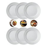 6 Pratos Porcelana Raso 28,5cm Oxford Buffet Lanchonete