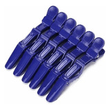 6 Presilhas Crocodilo Prendedor Tipo Bico Pato Cor Azul