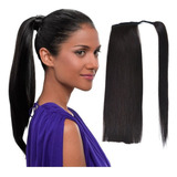 6 Rabo De Cavalo Natureza Cabelo Humano 35cm 60g #1b .