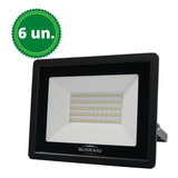 6 Refletor Holofote Led 50w Luz Amarela 3000k Ip65 Blumenau Cor Da Carcaça Preto Cor Da Luz Branco-quente 110v/220v