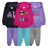 6 Roupa Infantil Feminino Inverno Conjunto 3 Blusa + 3 Calça