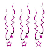 6 Serpentinas Metalizadas C/ Penduricalho Pink Carnaval 
