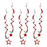 6 Serpentinas Metalizadas C/ Penduricalho Vermelho Carnaval
