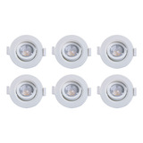 6 Spot Led De Embutir Redondo Dicroica Mr11 3w Direcionável