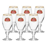 6 Taças Copo De Cerveja Stella Artois Filete De Ouro 250ml