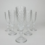 6 Unid. Taça Champagne Bico Abacaxi Vidro 140ml Transparente