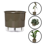 6 Vasos Autoirrigável Reciclado Médio Basalto + Suporte Anel