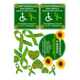 6 Adesivos Simbolo Deficiência Oculta Pcd Externo Carro