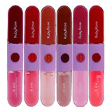 6 Batom Gloss Liquido Duo Mood Hbf569 G2 Ruby Rose