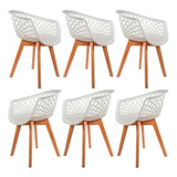 6 Cadeira Poltrona Web Sidera Clarice Wood Base Madeira nfe