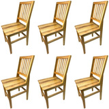 6 Cadeiras De Madeira Maciça Para