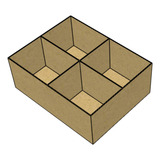 6 Caixas Em Mdf De 35x45x17cm Com 4 Divisões E Tampa