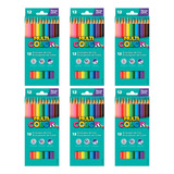 6 Caixas Lapis De Cor Multicolor 12 Cores Ponta Resistente