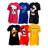 6 Camisão Camisola Vestido Malha Feminino Personagem Pijama