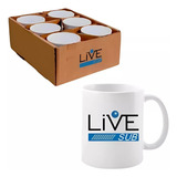 6 Canecas Brancas De Ceramica Live Para Sublimação 325ml