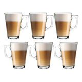 6 Canecas Xícara Copo De Vidro Para Café Capuccino Chocolate