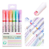 6 Canetinhas Carimbo Linear Marca Texto Coloridas